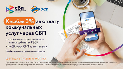 Клиенты ПАО «РЭСК» могут получить кешбэк за оплату электричества